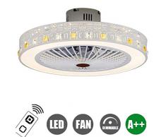 H.W.S Deckenventilator Mit LED Beleuchtung Und Fernbedienung Fan Deckenlampe Leise Ventilator Kreative Unsichtbare Deckenventilatoren Beleuchtung Für Kinderzimmer Wohnzimmer Schlafzimmer 36W Ø55cm (C)