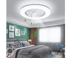 LED Deckenventilator Mit Lüfter Modern Kinderzimmer Dimmable 72W Lüfter-Deckenleuchte Ultra-Leise Unsichtbar Ventilator Deckenlampe Junge Und Mädchen Schlafzimmer Fan Beleuchtung Lampe(Ø52CM),Weiß