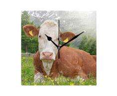 DEZIRO Wanduhr Kuh unter Sonnenschein Bild, batteriebetrieben, große Tischuhr, Standuhr, Zimmer/Schlafzimmer/Home/Büro/Schule