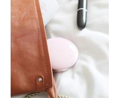 Reise-Make-up-Spiegel mit LED-Beleuchtung, 1-fach/10-fache Vergrößerung, tragbar, Tageslicht-LED-Beleuchtung, Handtaschenspiegel, faltbarer Taschenspiegel, praktisch, rose