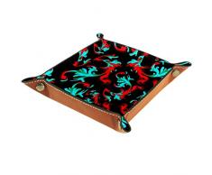 Bennigiry Valet-Tablett mit bunten Barock-Mustern bedrucktes Leder-Schmucktablett Organizer Box für Geldbörsen, Uhren, Schlüssel, Münzen, Handys und Bürogeräte, Mikrofaser-Leder, Multi, 20.5x20.5cm