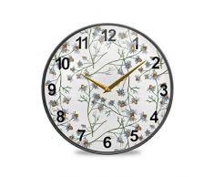 Mnsruu Badezimmer-Wanduhren Wildblumen Floral Dekorative Wanduhr tickt nicht leise Küche Uhr, mehrfarbig, 9.5inch