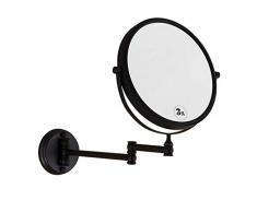 KKCD - Spiegel Runder Badezimmer-antiker Spiegel-an Der Wand Befestigter Hotel-Schönheits-Spiegel-Schwarzes Faltendes Vergrößerungsglas Doppelseitiger Teleskopspiegel (Farbe : A)