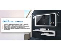 Badspiegel 100x80cm mit LED Beleuchtung - Wählen Sie Zubehör - Individuell Nach Maß - Beleuchtet Wandspiegel Lichtspiegel Badezimmerspiegel - LED Farbe zu Wählen Kaltweiß/Warmweiß L59