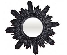 BAROCK ANTIK WANDSPIEGEL SONNE IN SCHWARZ 42x42 CM RUND RUNDER REPRO SPIEGEL SUN