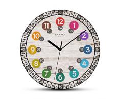 Cander Berlin MNU 7730 Kinderwanduhr Holz lautlos 30,5 cm geräuschlos MDF Lernuhr Lernzifferblatt - Ablesen der Uhrzeit Lernen