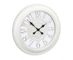 Relaxdays Wanduhr XL im Vintage Stil, Barock, geräuschlose Analoguhr, romantisches Design, 56 cm D, groß, weiß