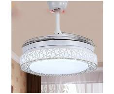 MIAO Deckenventilator Leuchten, Deckenleuchten Kronleuchter 42-Zoll-72W Restaurant Wohnzimmer Schlafzimmer 4 einziehbare Klingen DREI Farbwechsel LED-Fernbedienung (Color : B)