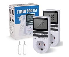 Zeitschaltuhr Digital mit LCD-Display |infinitoo Digitale Elektrische Zeitschaltuhr Steckdose | 3680W | 10 konfigurierbare Programme |LED-Statusanzeige |Zufallsschaltung |12/24h-Modus