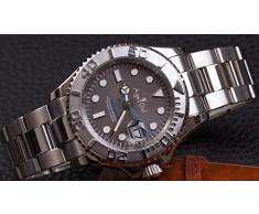 GFDSA Herren Automatik Mechanische Uhr Roségold Kaffee Edelstahl Yacht Uhren Saphir ETA 2813 Armband 40mm Grau