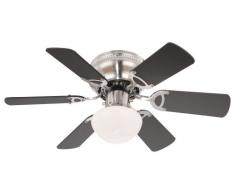 Deckenventilator mit Beleuchtung Leise Zugschalter Deckenleuchte mit Ventilator (3 Stufen, Deckenlampe, 76 cm, Rechts Links Lauf, Buche Graphit)