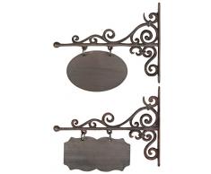 Esschert Design Wandschild, Namensschild, rechteckig oder oval, klein, 1 Stück, Sortiert, ca. 32 cm x 3 cm x 26 cm