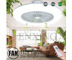 Deckenventilator Mit Beleuchtung LED-Licht Fan Deckenleuchte Dimmbare Fan Deckenlampe Deckenleuchte Fernbedienung Ultra-Leise Kann Timing Modernes Wohnzimmer Schlafzimmer Lampe Φ58 H20cm,Weiß