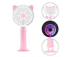 ZOOI Handventilator Batteriebetrieben Mini Ventilator Klein - Handventilator Tragbar, USB Ventilator Handventilator mit Akku, 2 Geschwindigkeiten Ventilator für Büro Reisen Zuhause Outdoor (Rosa)