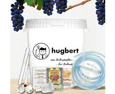 HUGBERT Weinset Nr 2, 30/33 L, Weinhefe, Gärbehälter ohne Bohrung + Deckel ohne Bohrung, Gärröhrchen, Dichtgummi, Vinometer + GRATIS