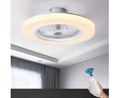 OUKANING Deckenventilator mit Beleuchtung 3-Stufiger Lüfter Schlafzimmer-Lampe Deckenleuchte 3-Farbtemperatur Dimmbar mit Fernbedienung Deckenlampe Weiß Rund Wohnzimmer Esszimmer Dekor Fanlampe