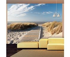 Vlies Fototapete 350x270 cm - TOP - Tapete - Fototapeten - Tapeten - Wandbilder XXL - Strand ! Sand ! Wasser ! Natur ! Himmel ! Sommerferien ! Düne ! Sommer ! Wolken ! Blau ! Nordsee ! 100403-39