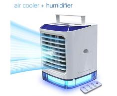 Mobile Klimaanlage mit Fernbedienung LAZCOZY Mini Luftkühler Ventilator Luftbefeuchter mit Verdunstungskühlung Air Cooler mit 3 Stufen & 7 Stimmungslichtern Luftreiniger Standventilator für 8h Kühlung