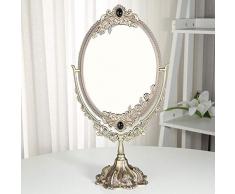 Liapianyun Drehenden Kreisförmigen Doppelseitiger Antik Kosmetikspiegel Standspiegel Oval Im Antik/Romantik Look Kosmetikspiegel,Messing