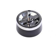 The Khan Outdoor & Lifestyle Company Quantum Abacus Runder Windaschenbecher/Drehaschenbecher aus Zinklegierung, schwarz, 11,8cm Durchmesser, Mod. 779-02 (DE)