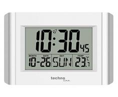 technoline Digitale Quarz-Wand-Uhr WS8002, Weiß-silber, 215 x 150 x 28mm