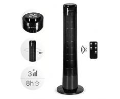 TECVANCE Tower Fan BASIC - Säulenventilator mit Fernbedienung, Turm Ventilator leise & 90° oszillierend, Boden Standventilator mit Timer, 76 cm x 24 cm, Schwarz