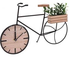Spetebo Fahrrad Tischuhr mit Pflanze - 34x22x8 cm - Deko Metall Uhr Kaminuhr Standuhr