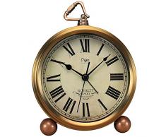 Justup Golden wecker, 5,2 zoll Klassische Retro Tischuhr Europäischen Stil Vintage Stille Schreibtisch Wecker Nicht Ticken Quarzwerk Batteriebetrieben, HD Glaslinse, Leicht Zu Lesen