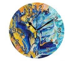 QMIN Wanduhr, Kunstdruck, runde Uhr, geräuschlos, kein Ticken, leise, für Schlafzimmer, Wohnzimmer, Küche, Büro, Zuhause