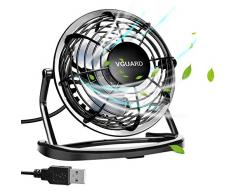 VGUARD 4 Zoll Mini Tischventilator/Fan 360° Drehung Neigbar USB Ventilator Super Leisem Kraftvoll Tragbarer Lüfter mit An/Ausschalter für PC MAC Notebook, Büro zu Hause Schule - Schwarz
