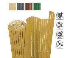 wolketon PVC Sichtschutzzaun Sichtschutzmatte Windschutz Balkon Zaun Sichtschutz für Balkon Außenbereich Swimming Pools, Farbwahl Kürzbar Größe wählbar, Balkon Umspannung, Bambus 140x500cm