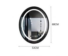 MU Intelligenter LED-Lichtspiegel zur Wandmontage für den Haushalt Ovaler, lichtemittierender Badspiegel,Schwarzer Rahmen weißes Licht,53 * 68 cm