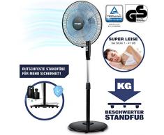 RelaxxNow super leiser Standventilator mit 45W Motoren Leistung, Oszillierender Ventilator mit 3 Geschwindigkeitsstufen und Höhenverstellbarkeit bis 131cm, 41 dB Schlafmodus & 41cm Durchmesser, VTX100
