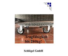 Pflanzenroller rund bis 280kg Metall Blumenroller Untersetzer Indoor Outdoor Alu (2,5/4 Aluminium Riffelblech, Ø600mm)