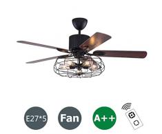 Retro Deckenventilator Mit Licht Amerikanischen Industrie-Stil Deckenventilator Mit Beleuchtung 3 Dateien Einstellbare Windgeschwindigkeit Mit Fernbedienung/Innenbeleuchtung / E27 * 5 Lampen