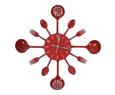 LSS Abnehmbare Metallmesser- und -gabelwanduhr 3D, leiser Scan, batteriebetrieben, Küchenwanduhr, geeignet für Küche, Esszimmer