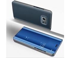 Etsue Kompatibel mit Samsung Galaxy S7 Handyhülle Spiegel Hülle Flip Schutzhülle Leder Tasche Überzug Mirror Clear View Ultra Dünn Bookstyle Leder Hülle Stoßfest Etui Hüllen mit Standfunktion,Blau