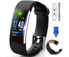 hongdak Fitness Armband, Aktivitätstracker Wasserdicht IP67 Fitness Tracker mit Orange Austauschbares Armband Schrittzähler Uhr mit Pulsmesser Farbbildschirm Stoppuhr für Damen Herr Kinder