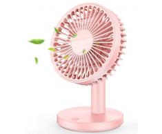 MOSOTECH USB Ventilator, 3 Geschwindigkeiten, 7 Lüfterblätter Design, Sehr Leise Tischventilator für Schlafzimmer, Zuhause, Büro, und im Freien - Rose