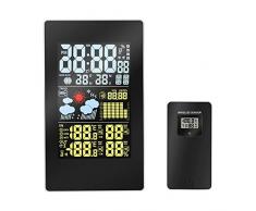 ZUEN Innen- / Außenwetterstation Digitales Buntes LCD-Display Thermometer Hygrometer Barometer Mondphase Wecker Wettervorhersage
