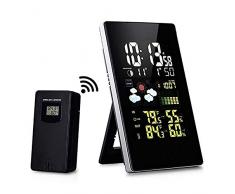 ZHL Innen Außen-Wetterstation, Digital-Thermometer-Hygrometer Mit Wecker Wettervorhersage Luftdruckdaten Genauigkeit Für Home Office