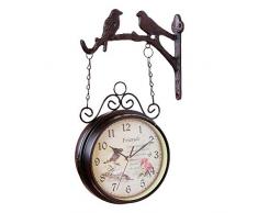 gouxia74534 Uhr Retro-Wanduhr, Bahnhofuhr: Doppelseitige Bahnhofsuhr im Retro-Design,für die Befestigung im Außenbereich