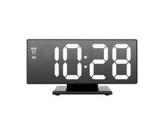 Wecker Bedside Mains Powered, Digitale LED-Spiegeluhr Multifunktions-Snooze-Zeitanzeige Nachtlicht LCD Despertador USB-Kabel, Weiß