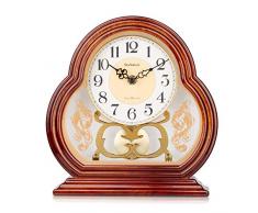 SkyNature Pendel-Tischuhr, Vintage Großmutter Tischuhr im Holzimitat, geräuschlos, batteriebetrieben, hängende Uhr für Zuhause, Schlafzimmer, Büro, Höhle Dekor, 25,4 cm, Braun