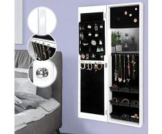 MIADOMODO Schmuckschrank mit Spiegel - 120 x 36 x 9,5 cm, hängend, Weiß - Schmuckregal, Schmuckkasten, Schmuckaufbewahrung, Schmuckorganizer, Spiegelschrank