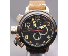 Automatic Mechanical Herrenuhr Silberbraun Leder Bootsuhr Schwarz Gold 12