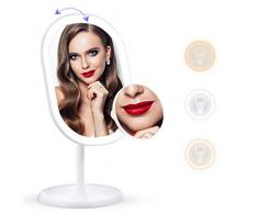 Kosmetikspiegel Mit LED Licht, Kosmetikspiegel Mit 10X Vergrößern Spiegel, Schminkspiegel Mit Licht Mit 3 Einstellbaren Lichtmodi,180° Make up Faltbarer Tischspiegel, Perfektes Geschenk für Frauen