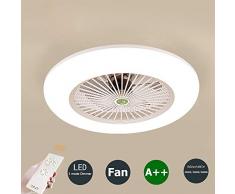 40W LED Deckenventilator mit Beleuchtung Deckenbeleuchtung Dimmbar mit Fernbedienung Leise Schlafzimmerlampe Weiss Rund Deckenleuchte 3-Farbtemperatur Einstellen Wohnzimmer Esszimmer Dekor Fanlampe