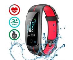 LATEC Fitness Armband mit Pulsmesser, IP68 Wasserdicht Fitness Tracker Farbbildschirm Aktivitätstracker Pulsuhren Schrittzähler Uhr Smartwatch 14 Trainingsmodi Musiksteuerung Stoppuhr SMS Nachrichten