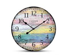 Cander Berlin MNU 7230 Vintage Wanduhr aus MDF mit lautlosem Uhrwerk - 30,5 cm Ø - kein nerviges Ticken